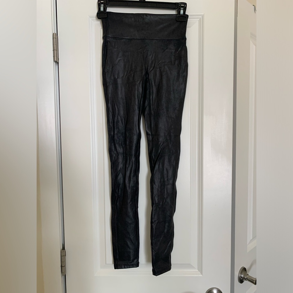 Spanx faux leather metallic leggings